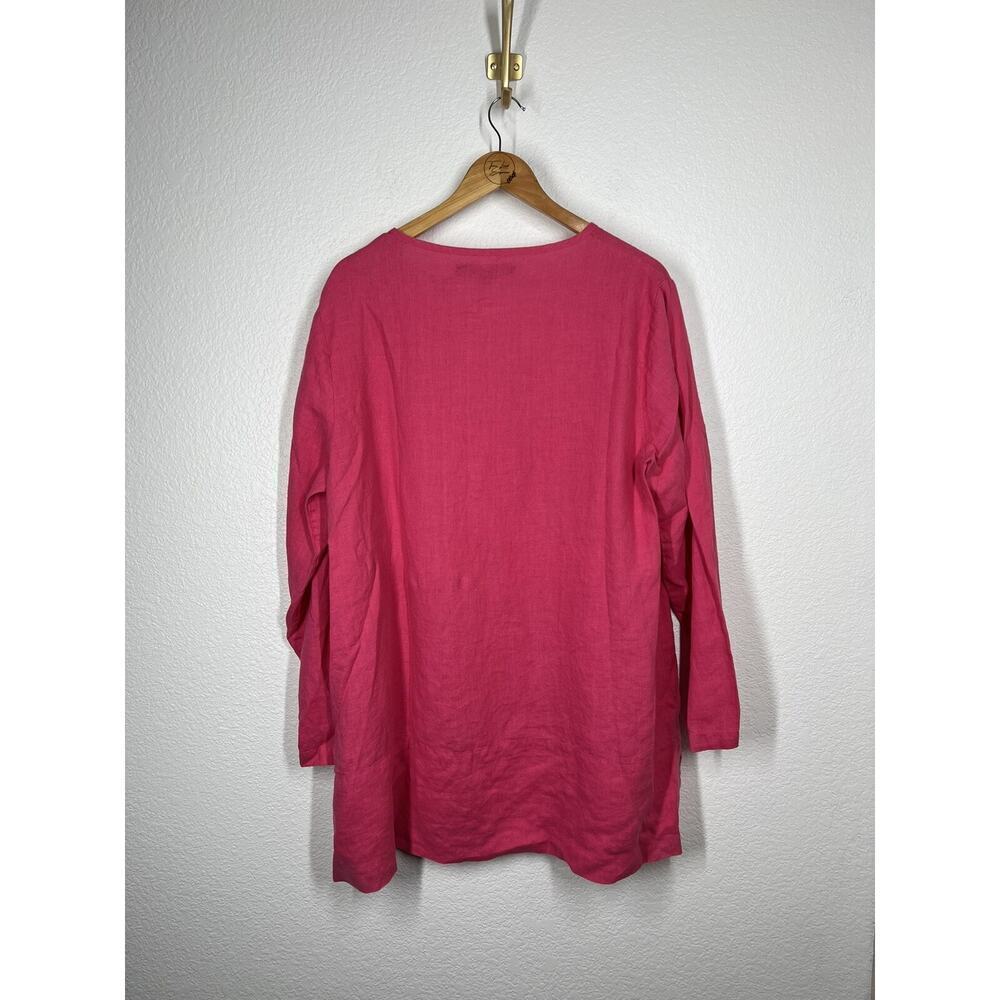 Flax Linen Button Front Tunic Top Medium Bright P… - image 5